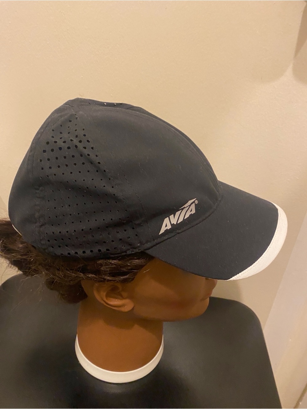 Avia Black Cap with White Bill Trim